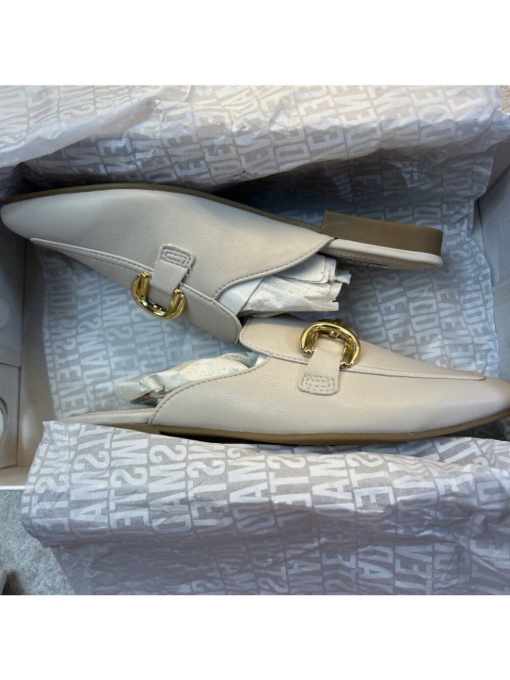 Steve Madden Glacier Slide Mule Bone Gold Chain Decoration Top New Women SZ 6.5 - Picture 9 of 10
